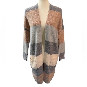 Active USA Neutral Multicolor Stripe Long Cardigan, soft cozy oversized small